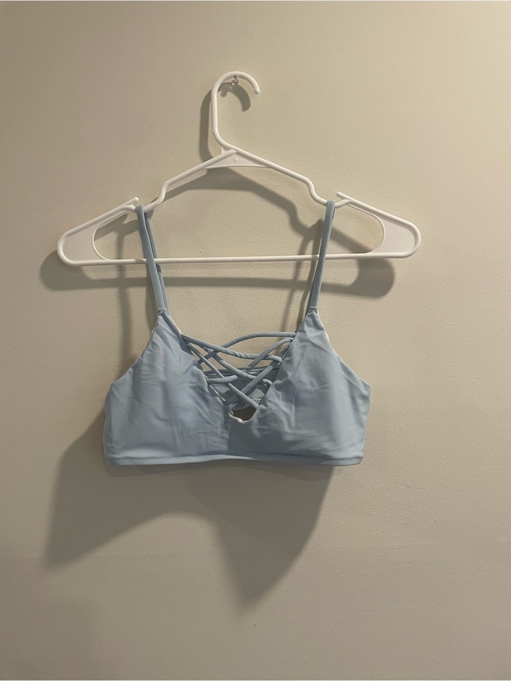 ROMWE Light Blue Crisscross Bikini Top